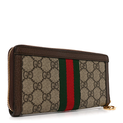 Gucci GG Supreme Monogram Web Ophidia Zip Around Wallet Brown 3 of 7