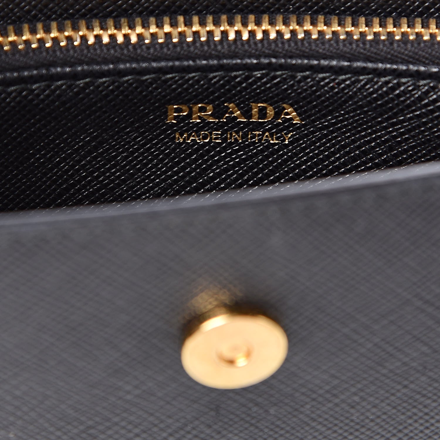 Prada Saffiano Metal Mini Chain Wallet Black 6 of 11