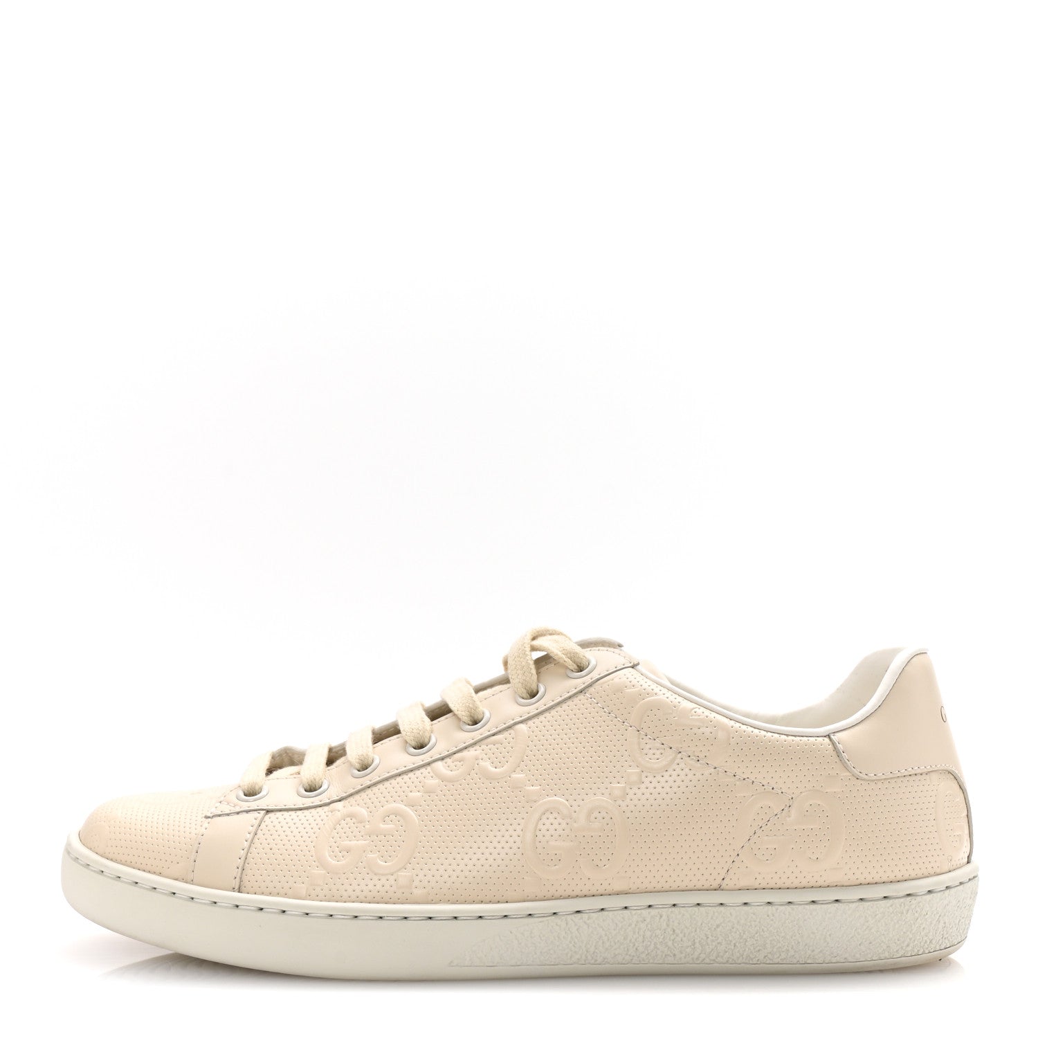 Gucci Calfskin GG Tennis Embossed Womens Ace Sneakers 39 Mystic White 1 of 10