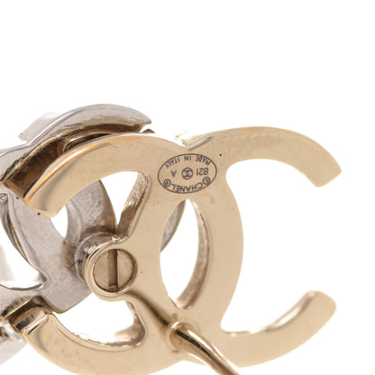 Chanel Crystal Double CC Earrings Gold Silver 4 of 5