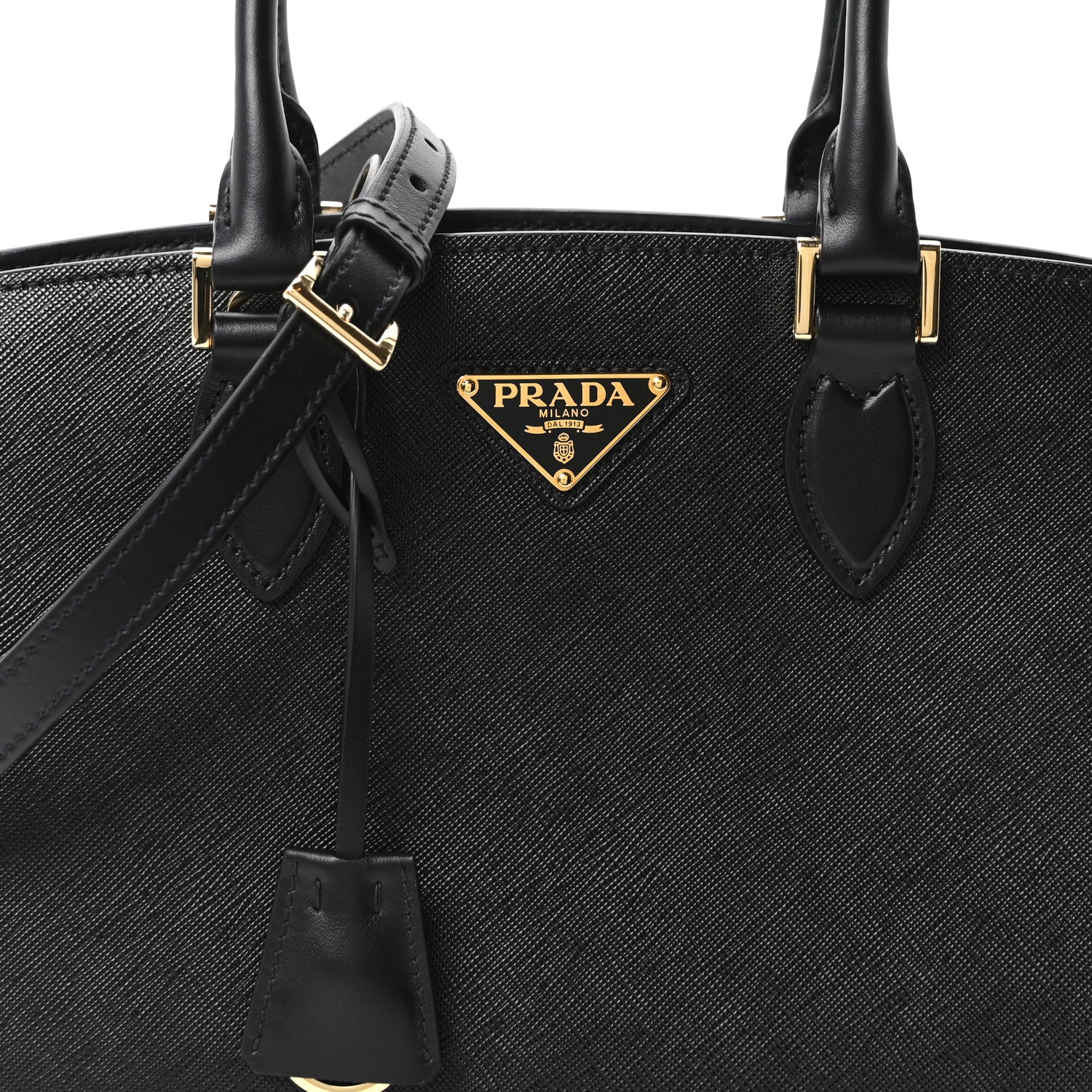 Prada Saffiano Soft Calfskin Double Handle Satchel Black 8 of 10