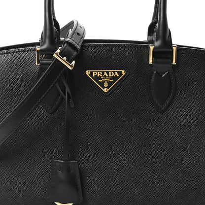 Prada Saffiano Soft Calfskin Double Handle Satchel Black 8 of 10