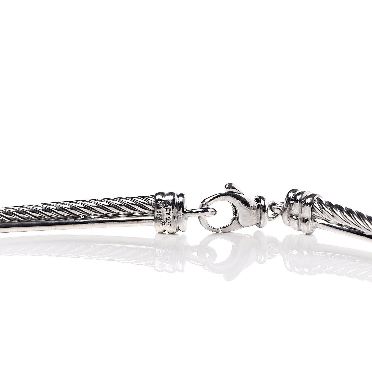 David Yurman Sterling Silver 14K White Gold Diamond Crossover Collar Necklace 4 of 4