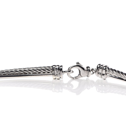 David Yurman Sterling Silver 14K White Gold Diamond Crossover Collar Necklace 4 of 4