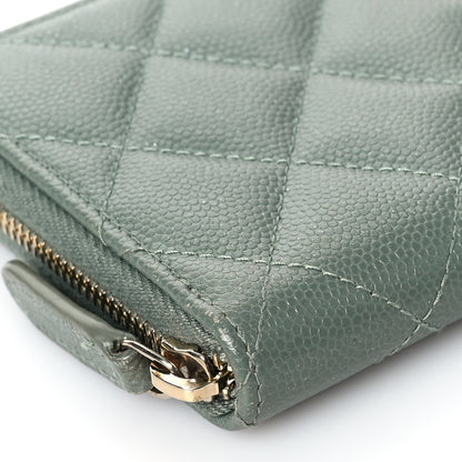 Chanel Iridescent Caviar Quilted Medium Zip Around Wallet Light Green 8 of 9