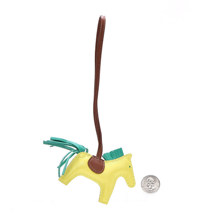 Hermes Milo Lambskin Grigri Rodeo Horse Bag Charm PM Lime Menthe Fauve 2 of 3