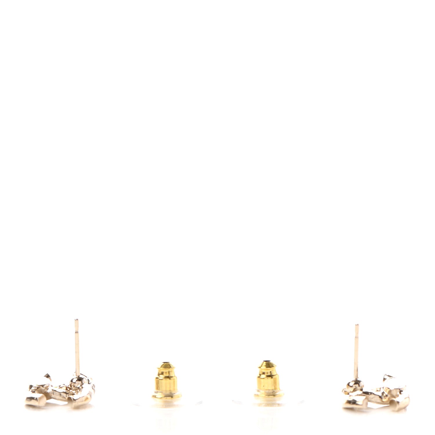 Chanel Textured Metal Crystal CC Earrings Gold 3 of 4