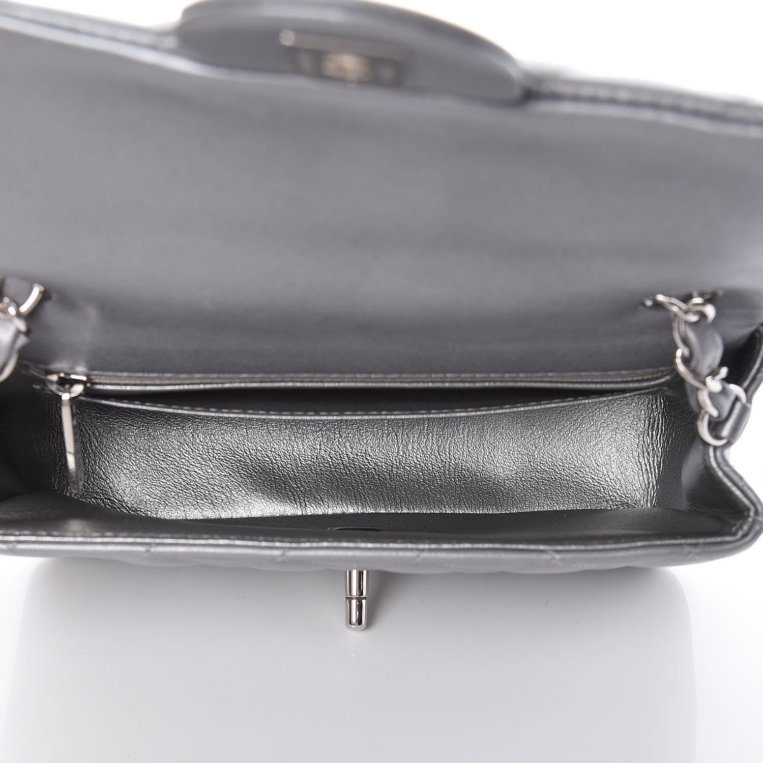 Chanel Metallic Lambskin Quilted Mini Rectangular Flap Silver 5 of 12