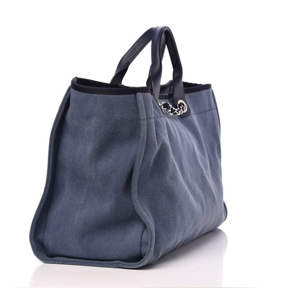 Chanel Canvas Sequin Large Deauville Tote Navy 3 of 12