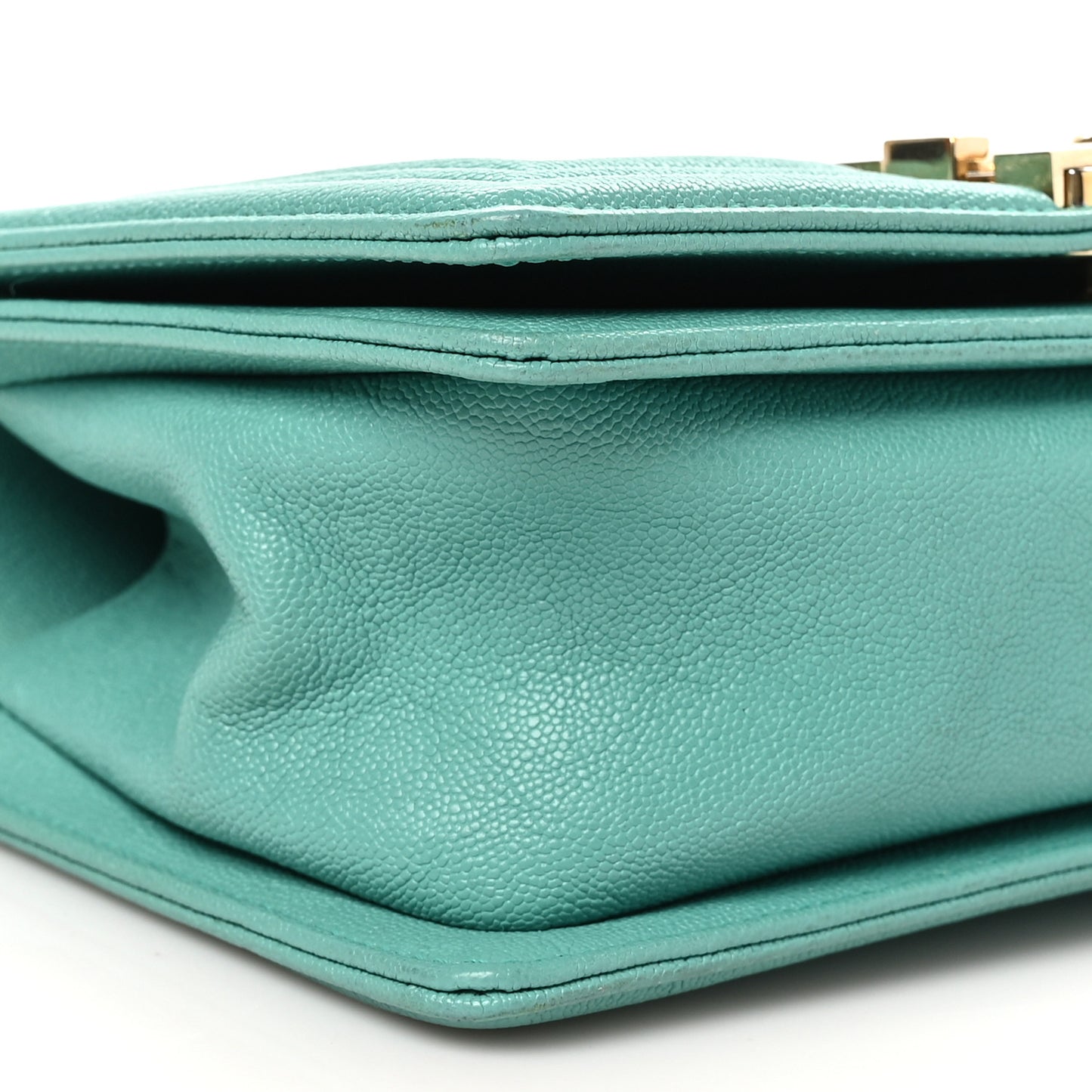 Caviar Chevron Quilted Small Boy Flap Green