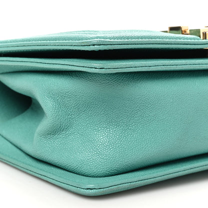 Chanel Caviar Chevron Quilted Small Boy Flap Green 9 of 10