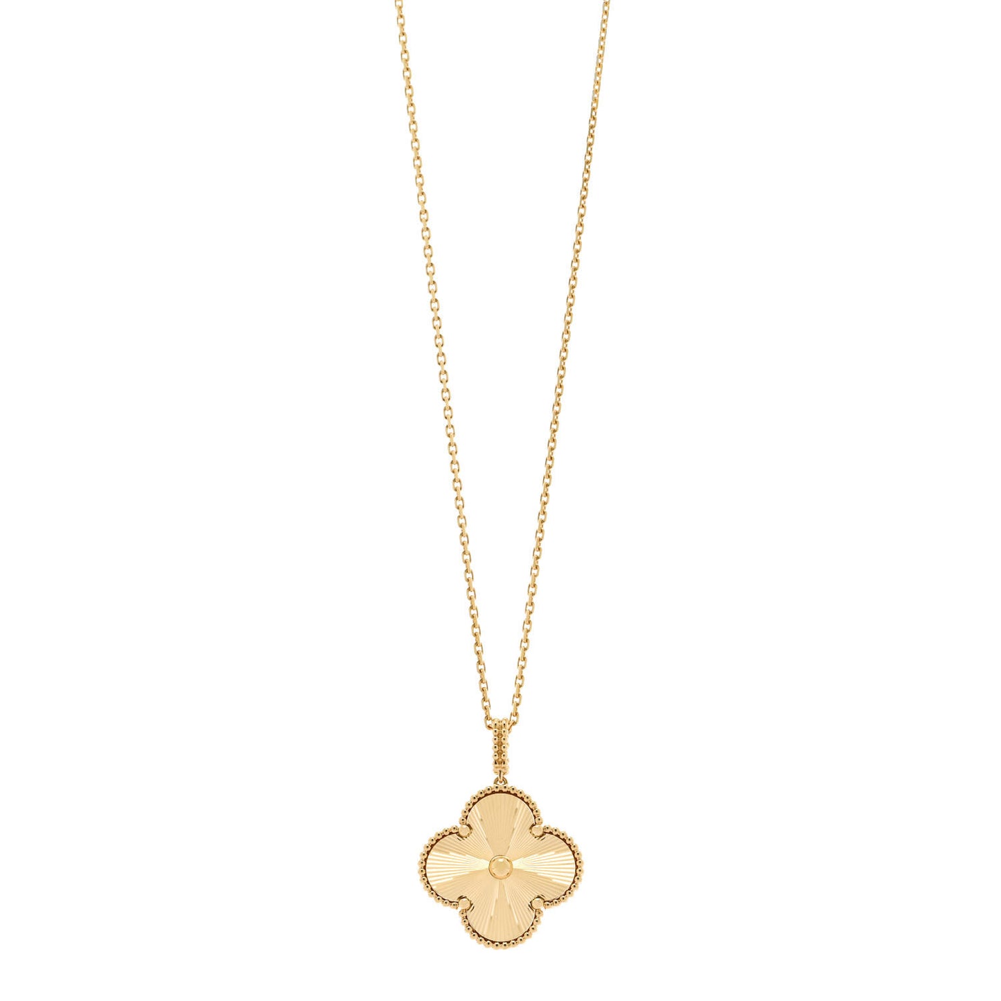 18K Yellow Gold Guilloche Magic Alhambra Long Necklace