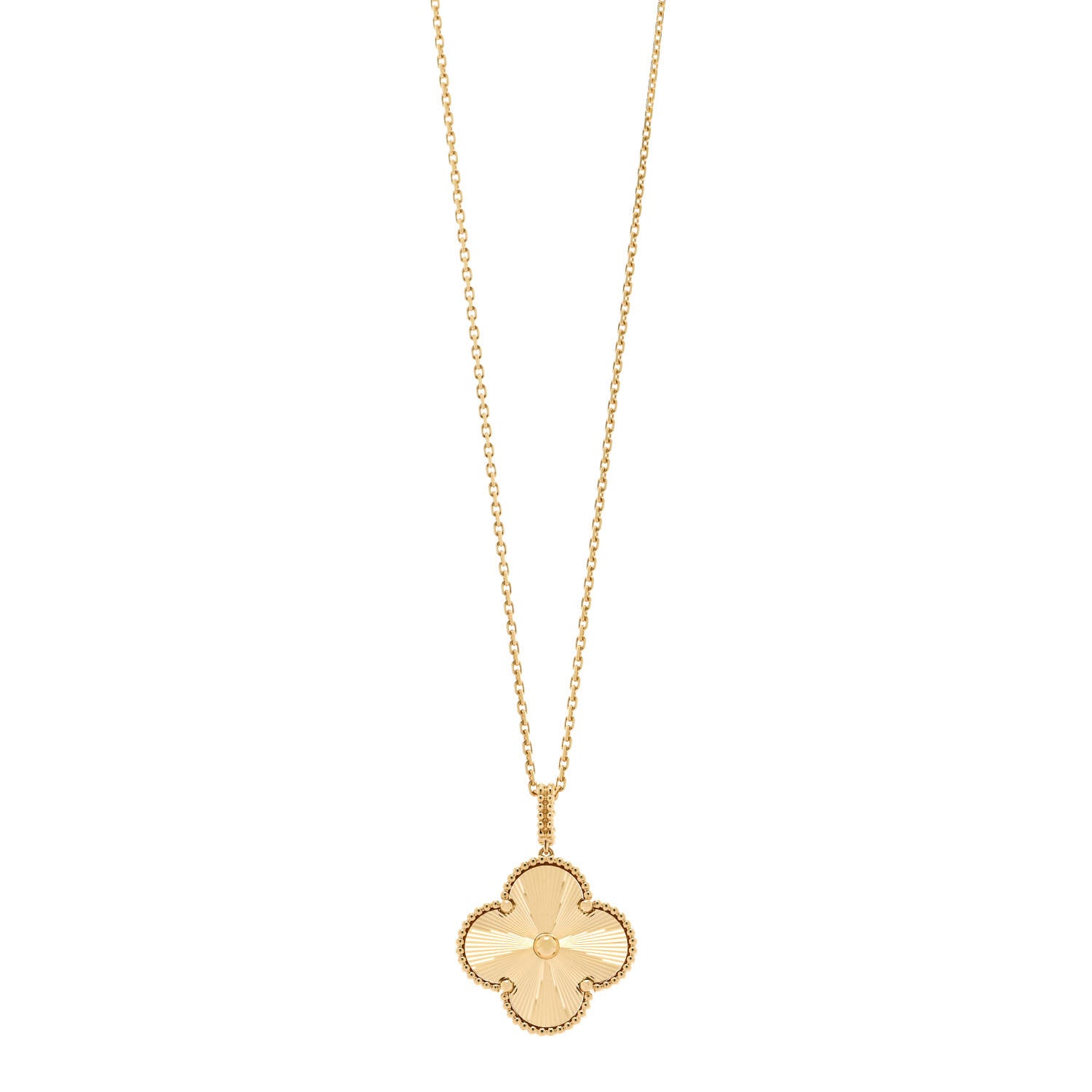 Van Cleef & Arpels 18K Yellow Gold Guilloche Magic Alhambra Long Necklace 1 of 5