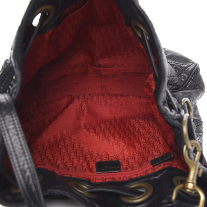 Christian Dior Lambskin Cannage Drawstring Bag Black 6 of 16