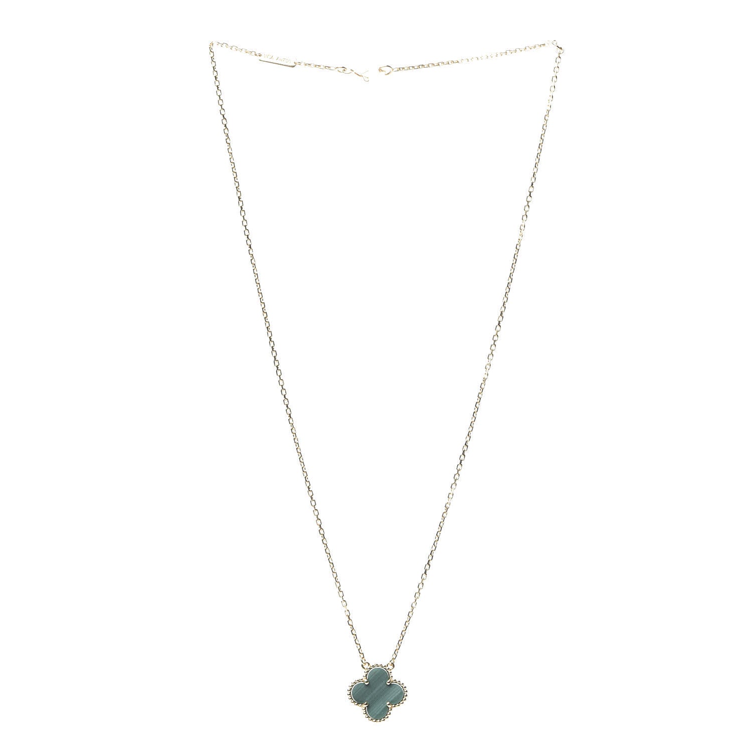 Van Cleef & Arpels 18K Yellow Gold Malachite Vintage Alhambra Pendant Necklace 2 of 7