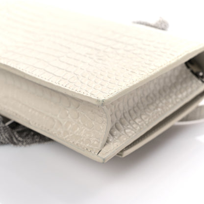 Saint Laurent Calfskin Crocodile Embossed Kate Monogram Tassel Chain Wallet Crema Soft 10 of 14