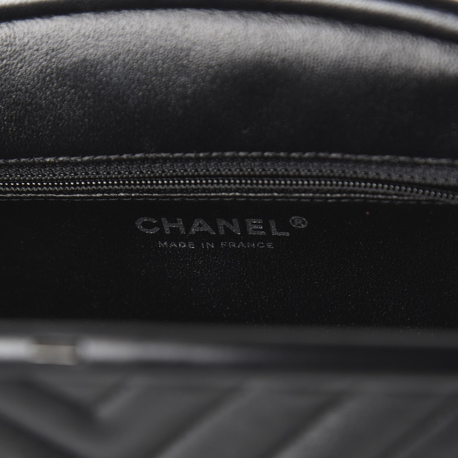 Chanel Lambskin Chevron Quilted Timeless Clutch Black 7 of 9