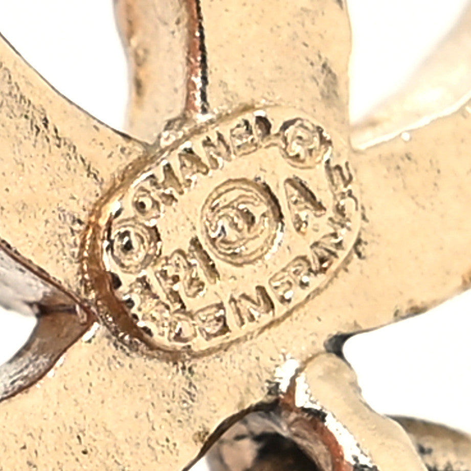 Crystal CC Medallion Drop Earrings Gold