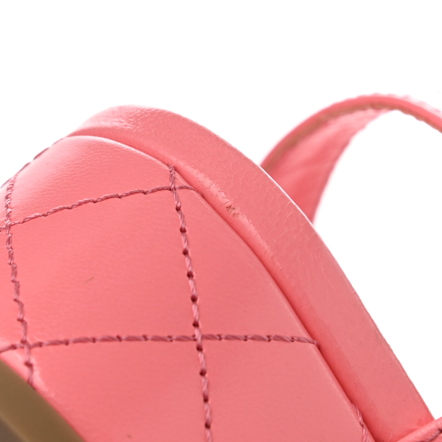 Goatskin Chain CC Logo Thong Sandals 40.5 Pink