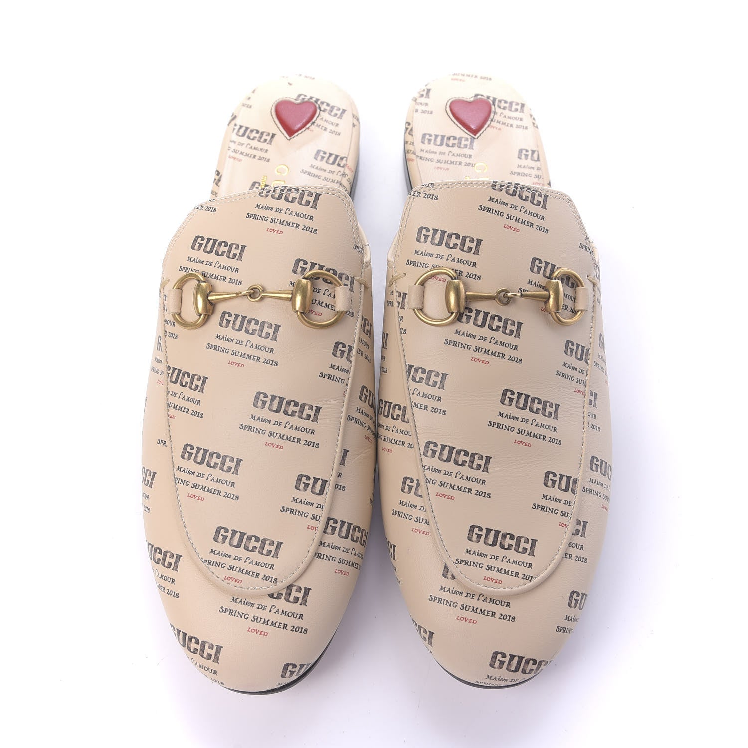 Gucci Calfskin Stamp Print Womens Princetown Slippers 37.5 Soy Black 10 of 20