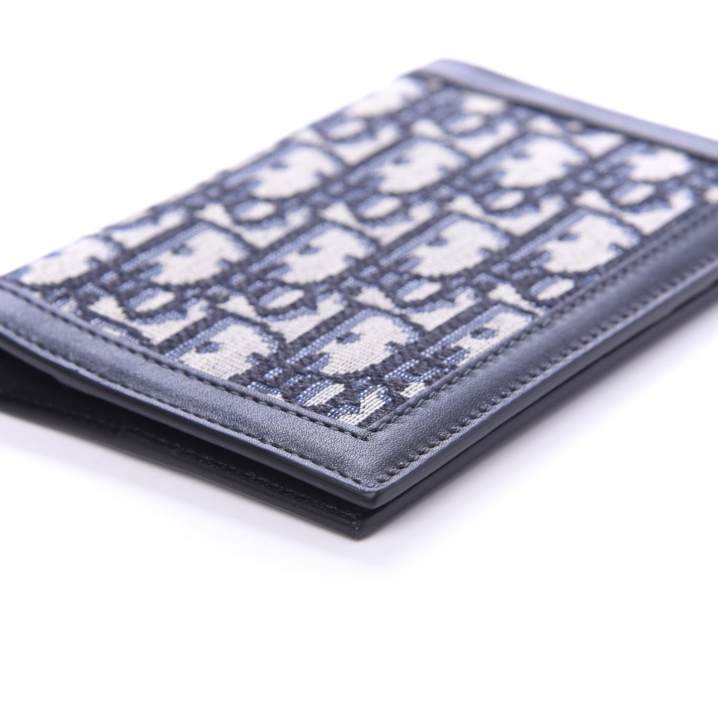 Calfskin Oblique Passport Holder Blue