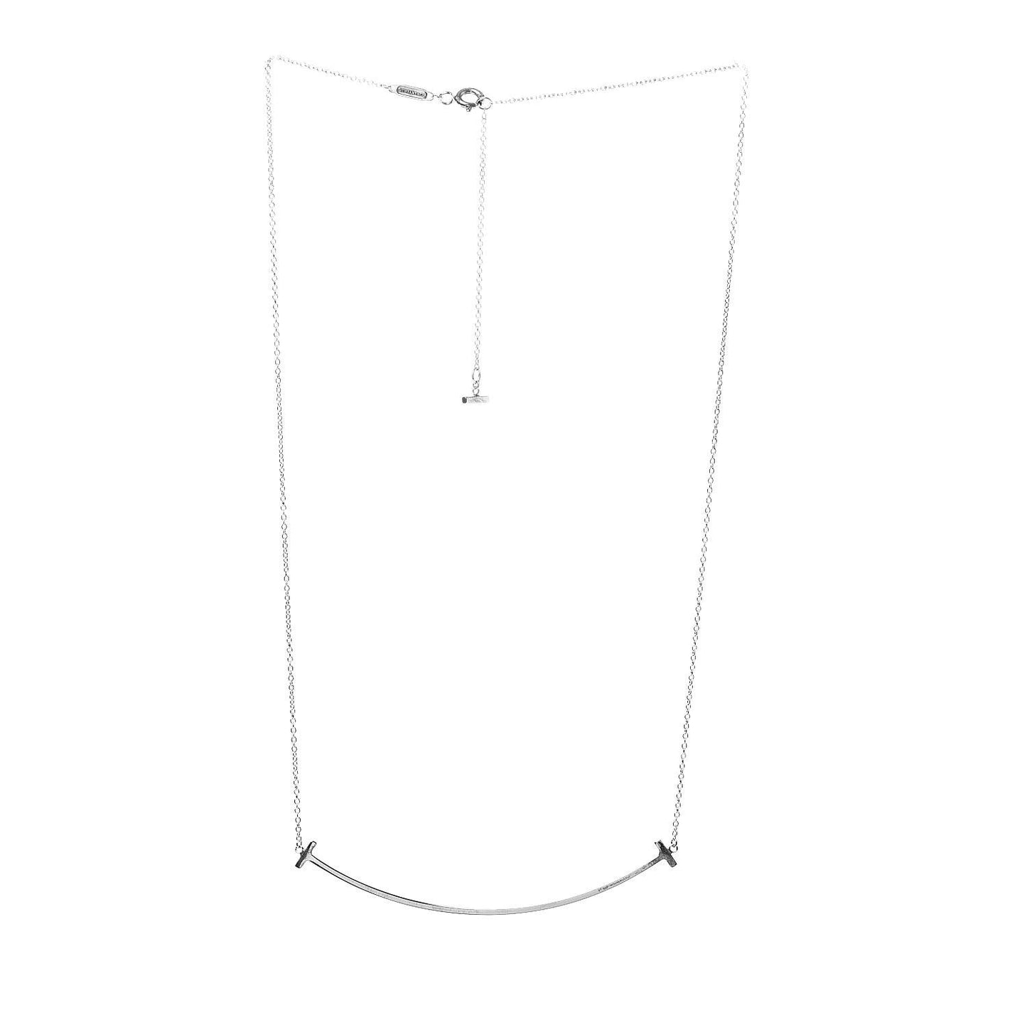 Sterling Silver Large T Smile Pendant Necklace