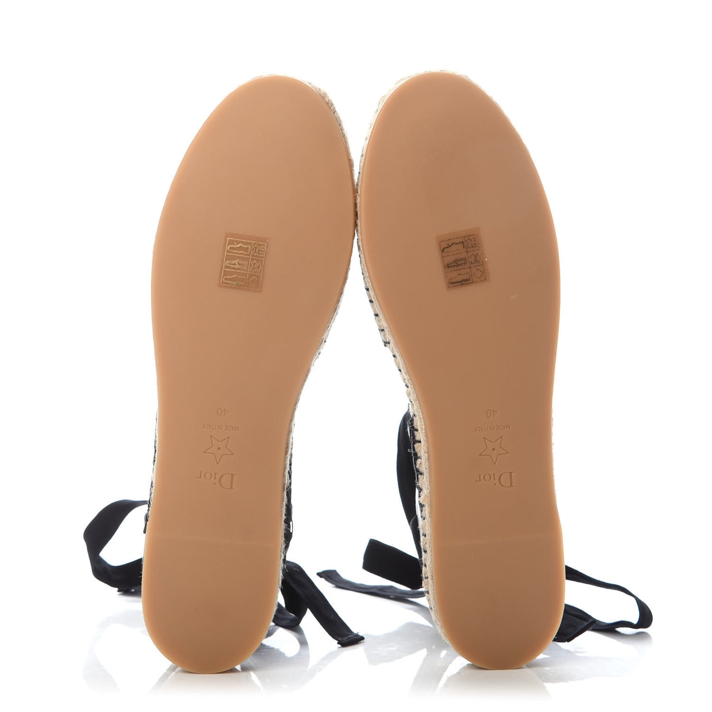 Calfskin Nicely-D Ankle Tie Espadrilles Flats 40 Black