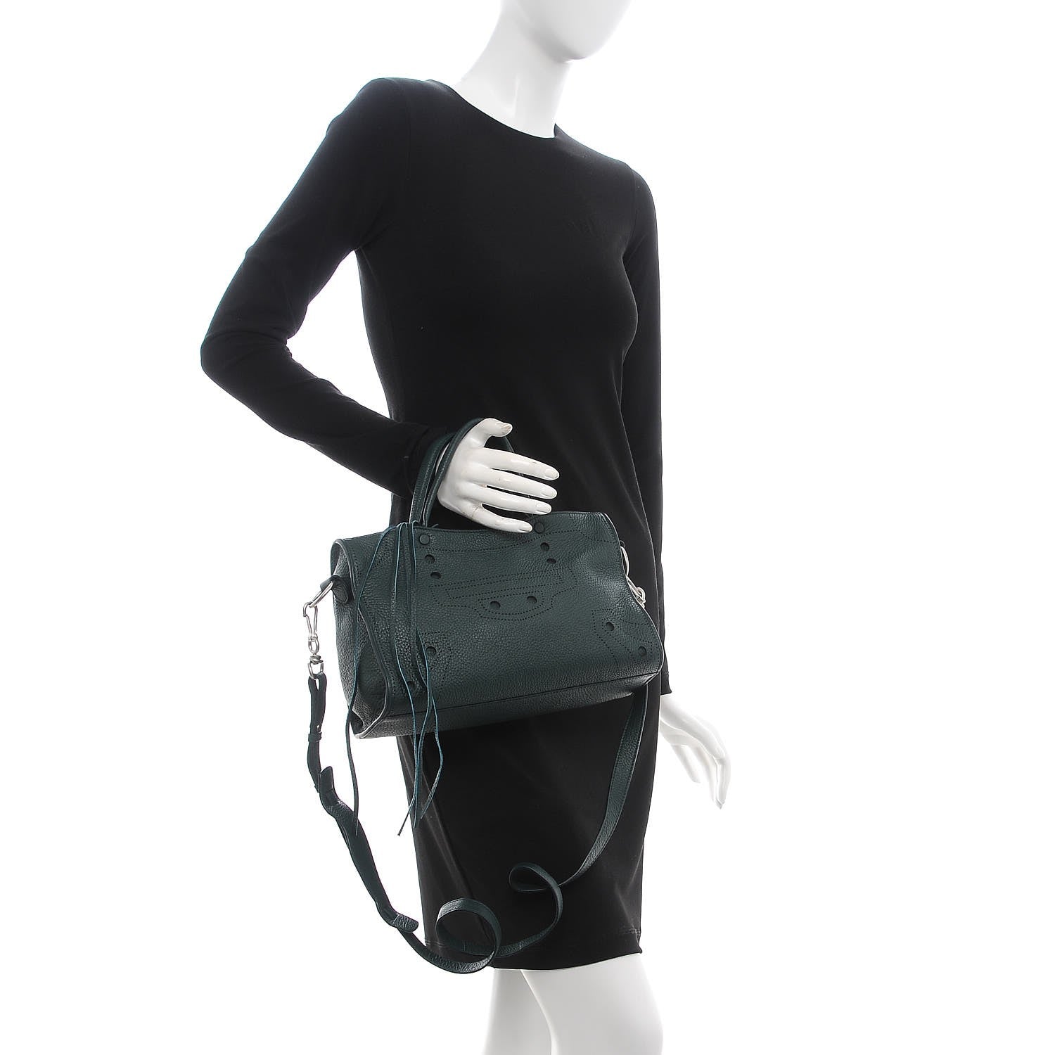 Balenciaga Veau Grana Perforated Blackout Hardware S City Verde 2 of 8