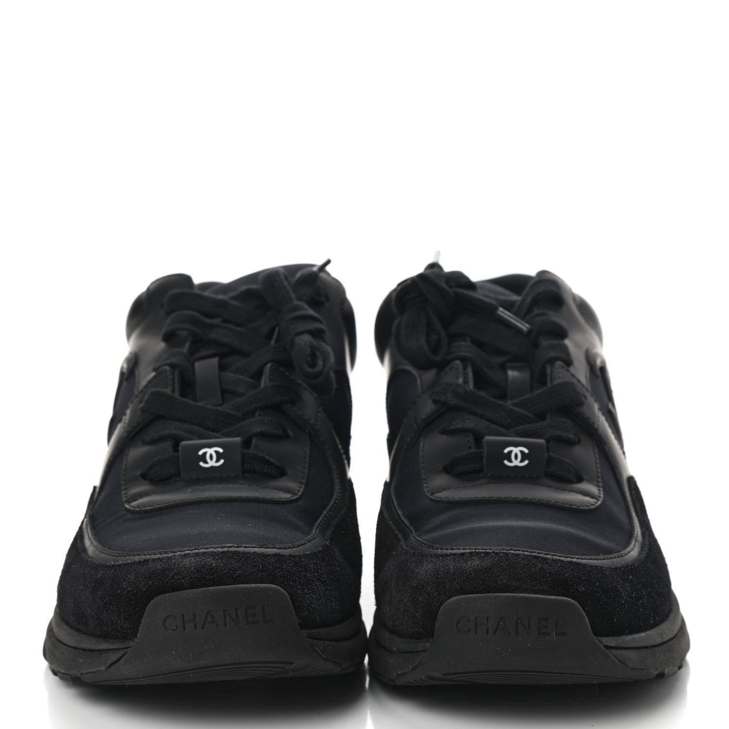 Chanel Toile Suede Calfskin CC Sneakers 39.5 Black 2 of 7