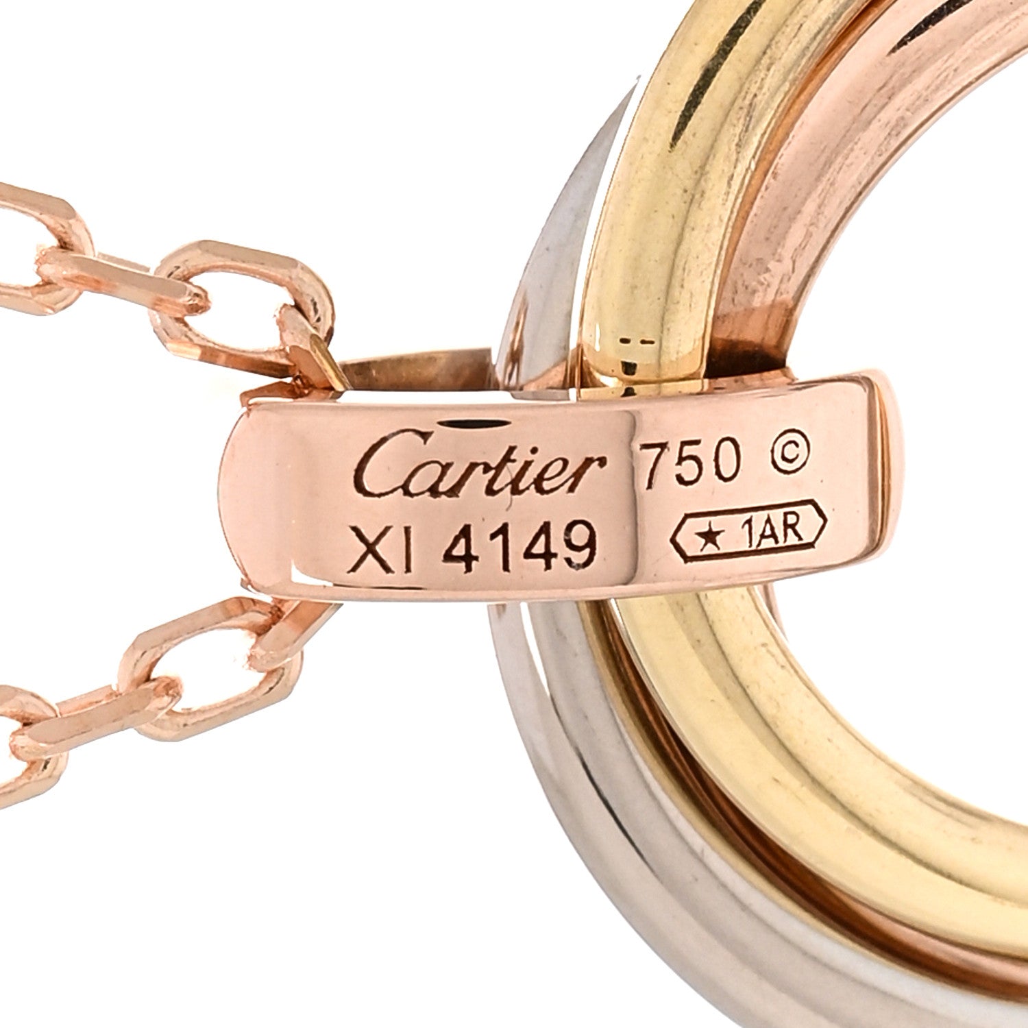 Cartier 18K Pink White Yellow Gold Diamond Trinity Pendant Necklace 4 of 6