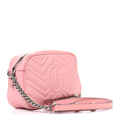 Gucci Calfskin Matelasse Small GG Marmont Chain Shoulder Bag Wild Rose 3 of 12