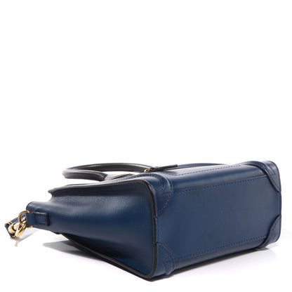 Celine Smooth Calfskin Nano Luggage Ocean Blue Black 4 of 9