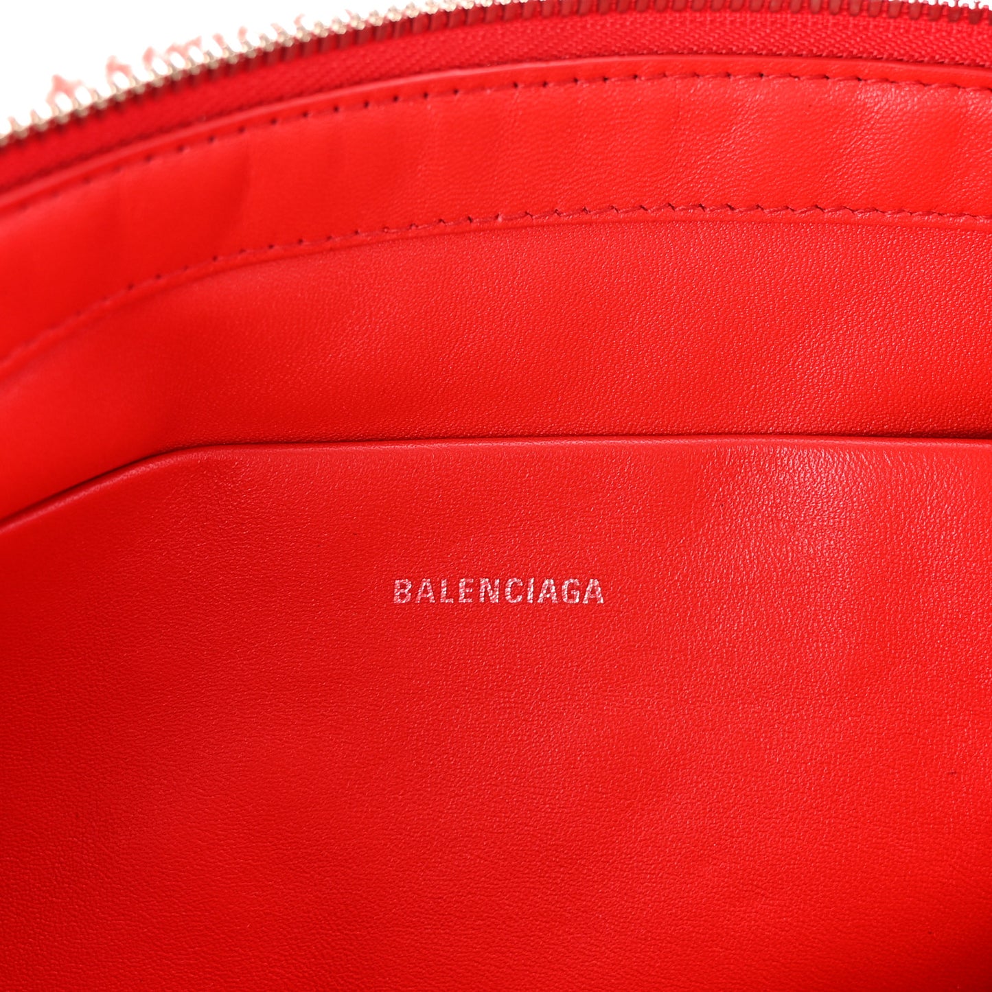 Shearling Logo Inlay Large Zip Pouch Red Black