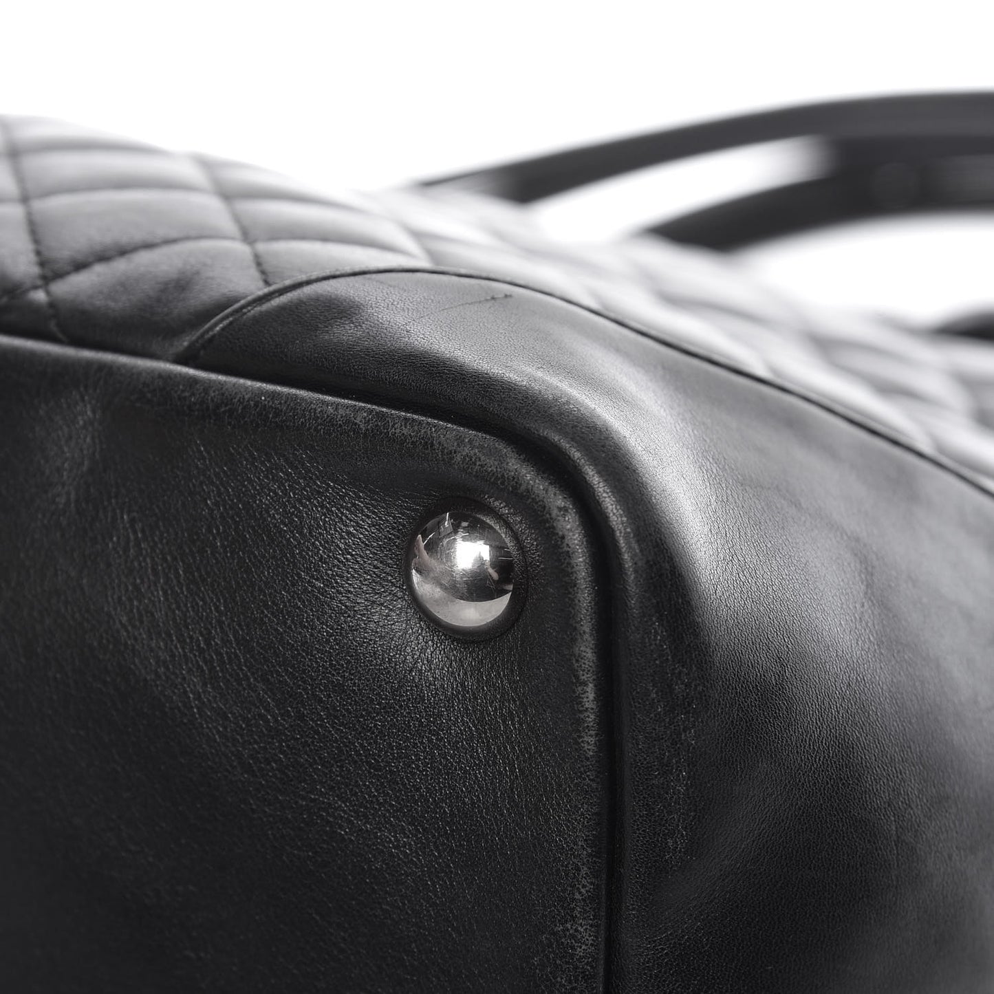 Calfskin Quilted Large Cambon Tote Black