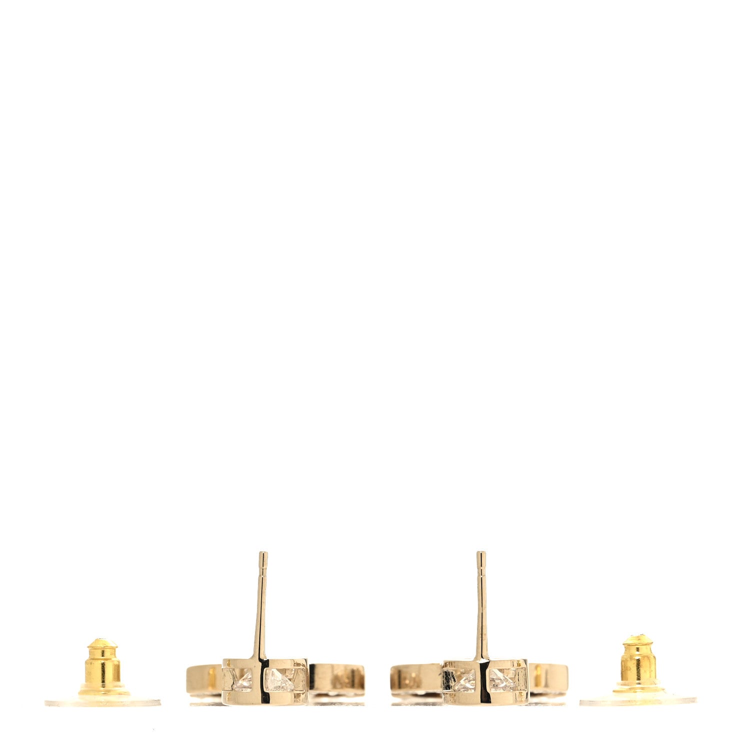 Chanel Crystal CC Heart Drop Earrings Gold 3 of 5
