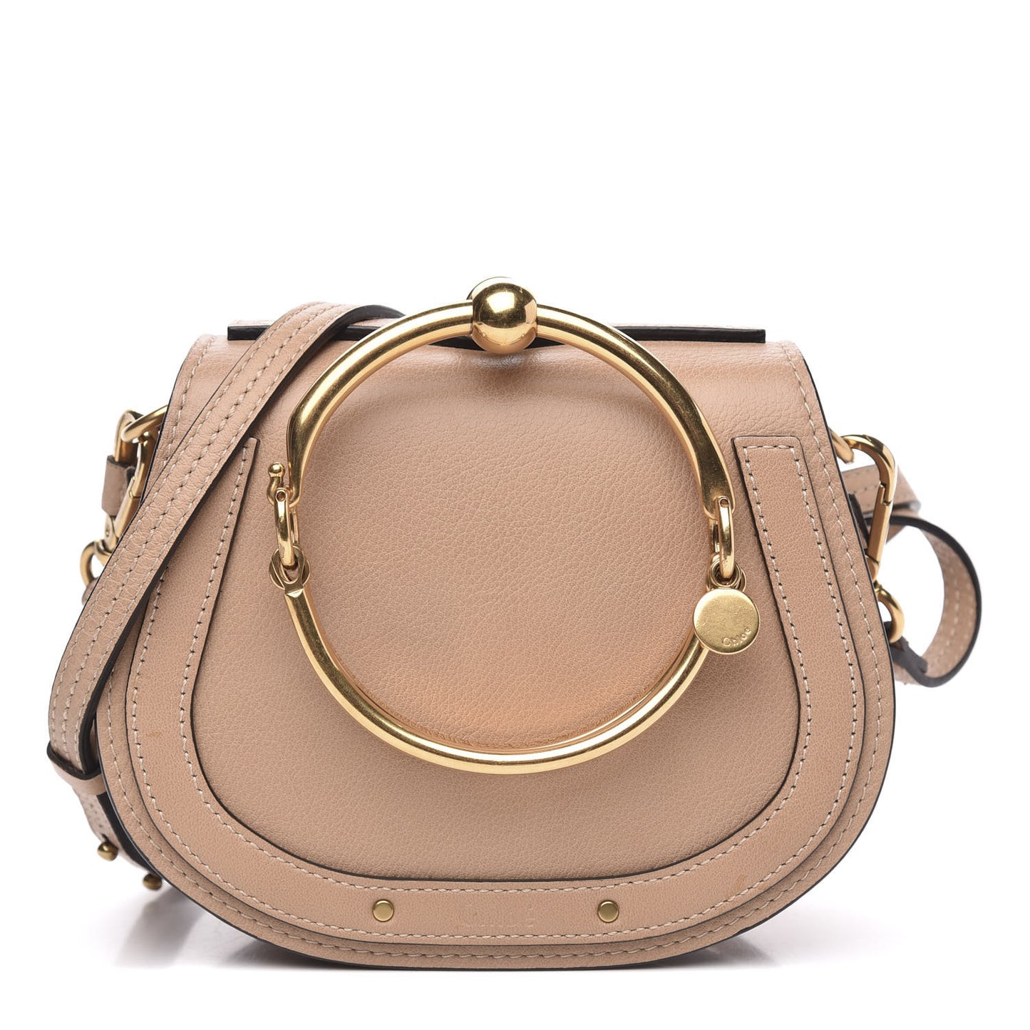 Calfskin Suede Small Nile Bracelet Bag Biscotti Beige