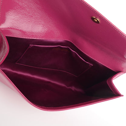 Saint Laurent Textured Patent Monogram Large Belle De Jour Clutch Fuchsia 5 of 7