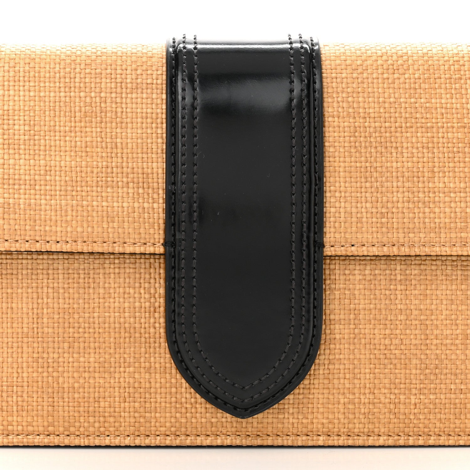 Jacquemus Raffia Smooth Calfskin Le Bambino Long Natural Black 7 of 9