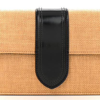 Jacquemus Raffia Smooth Calfskin Le Bambino Long Natural Black 7 of 9