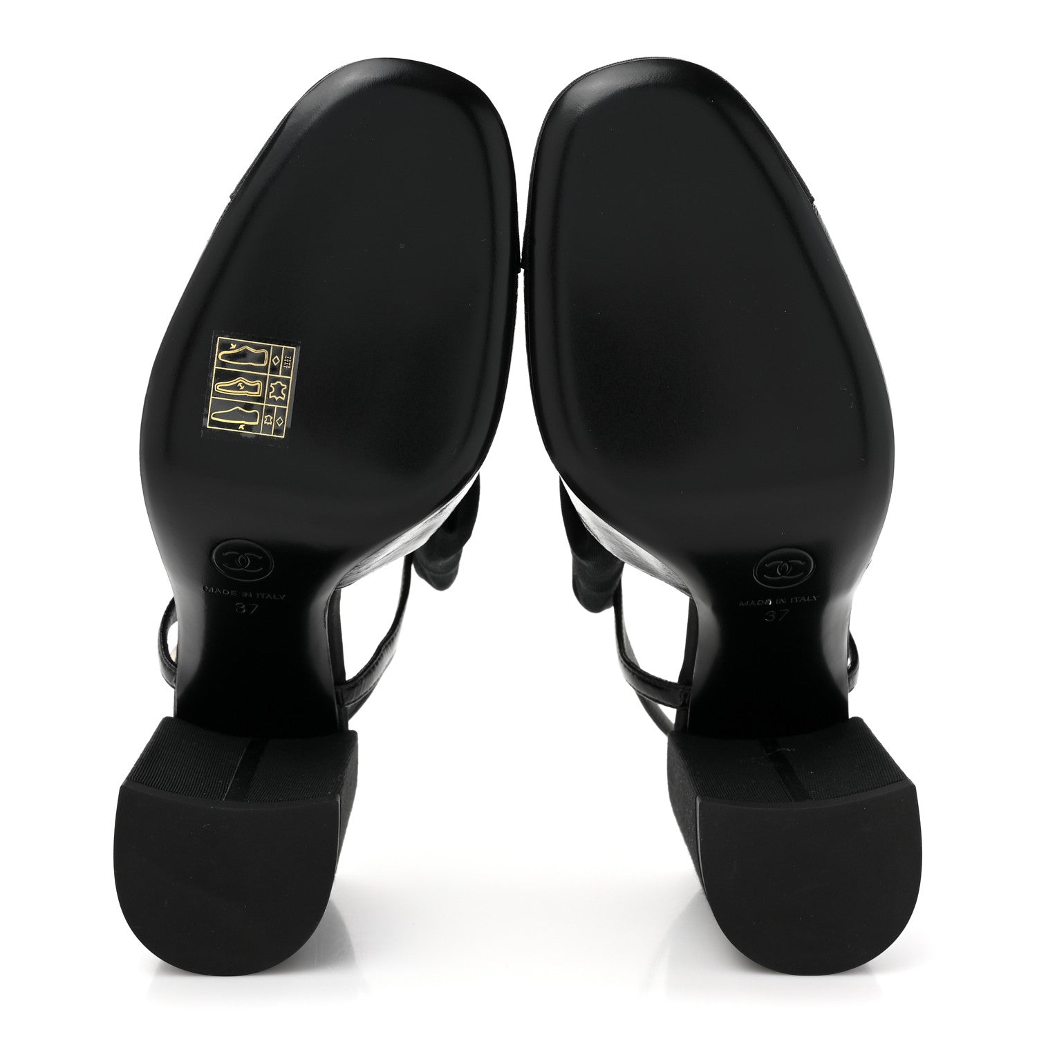 Chanel Crumpled Shiny Fabric Grosgrain Cap Toe Camellia Bow Slingback Pumps 37 Black 5 of 10