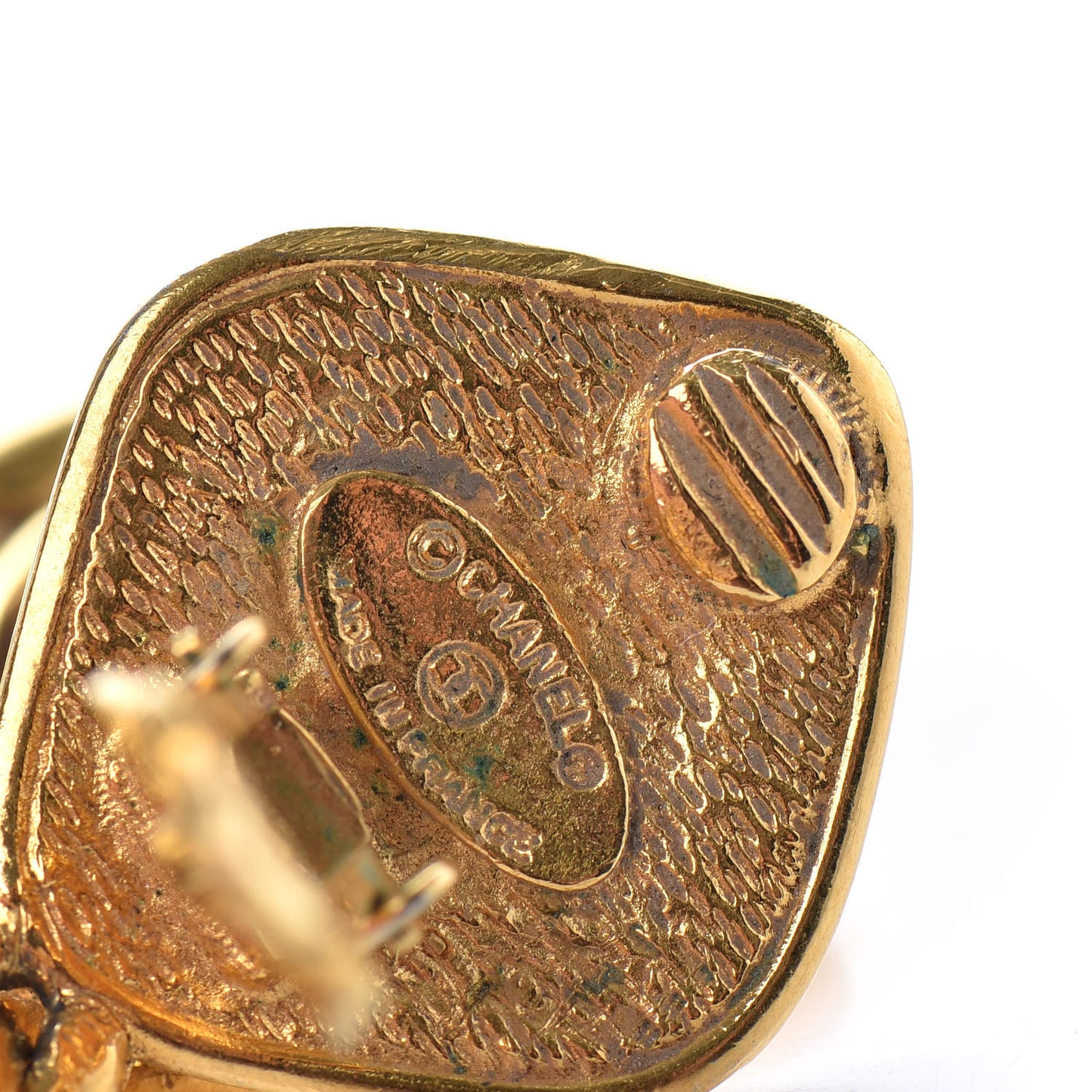 CC Drop Clip On Earrings Gold