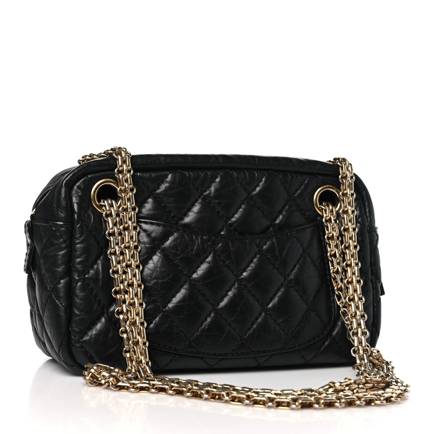 Aged Calfskin Quilted Small Reissue Camera Case Black