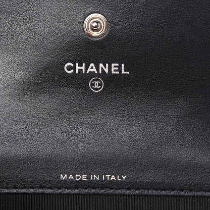Chanel Goatskin Camellia Embossed Flap Card Holder Wallet Black 6 of 12