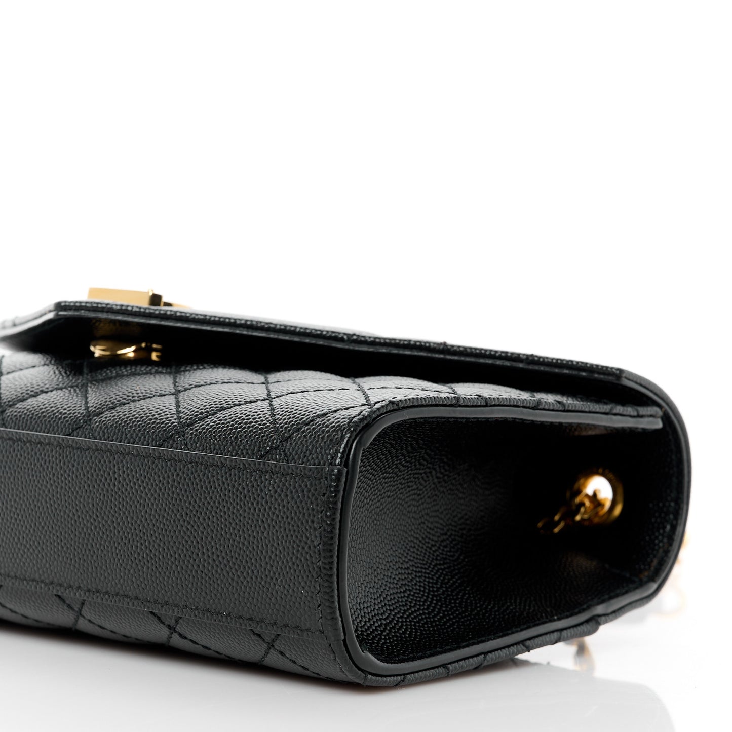 Grain De Poudre Textured Mixed Matelasse Triquilt Small Monogram Satchel Black