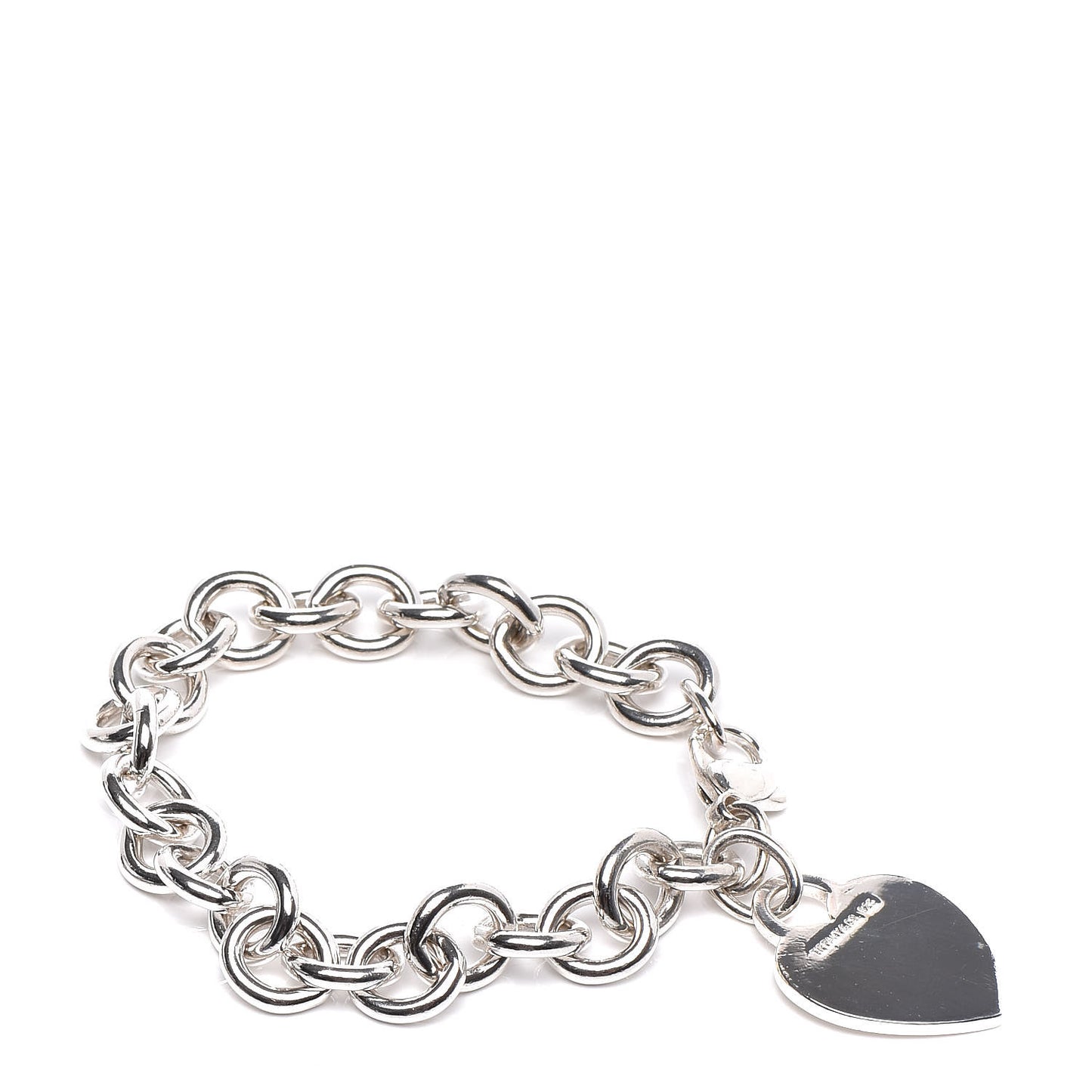 Sterling Silver Heart Tag Charm Bracelet