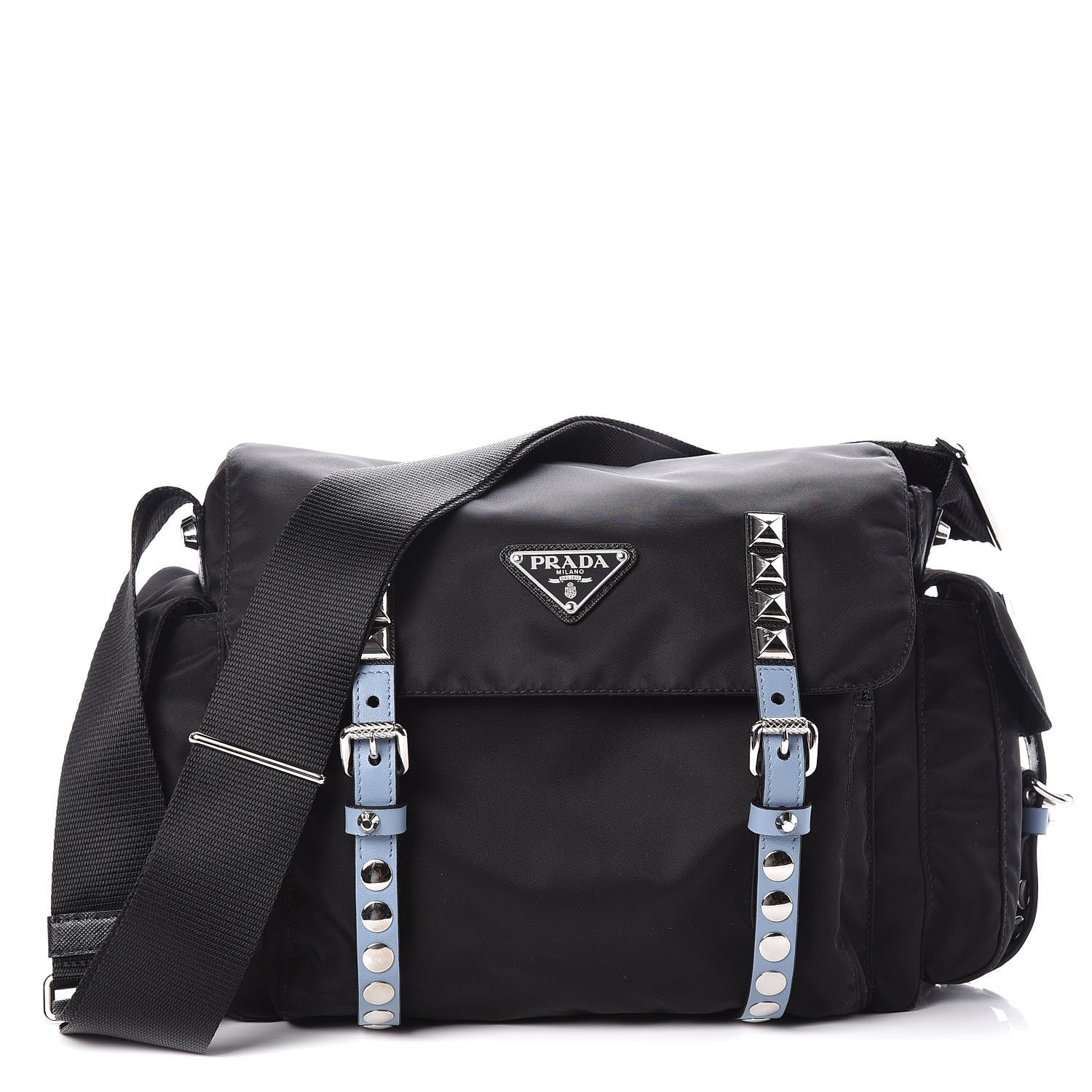 Prada Nylon New Vela Studded Messenger Black Astrale 1 of 8