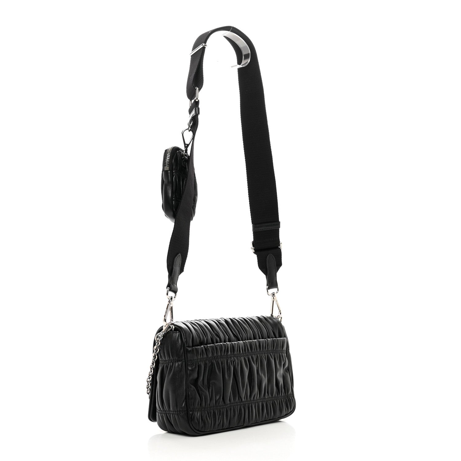 Prada Nappa Gaufre Flap Shoulder Bag Black 3 of 9