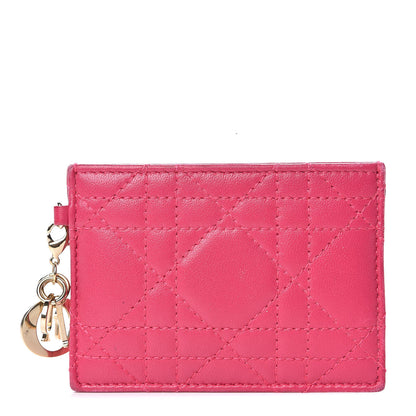 Christian Dior Lambskin Cannage Lady Dior Card Holder Fuchsia 1 of 10