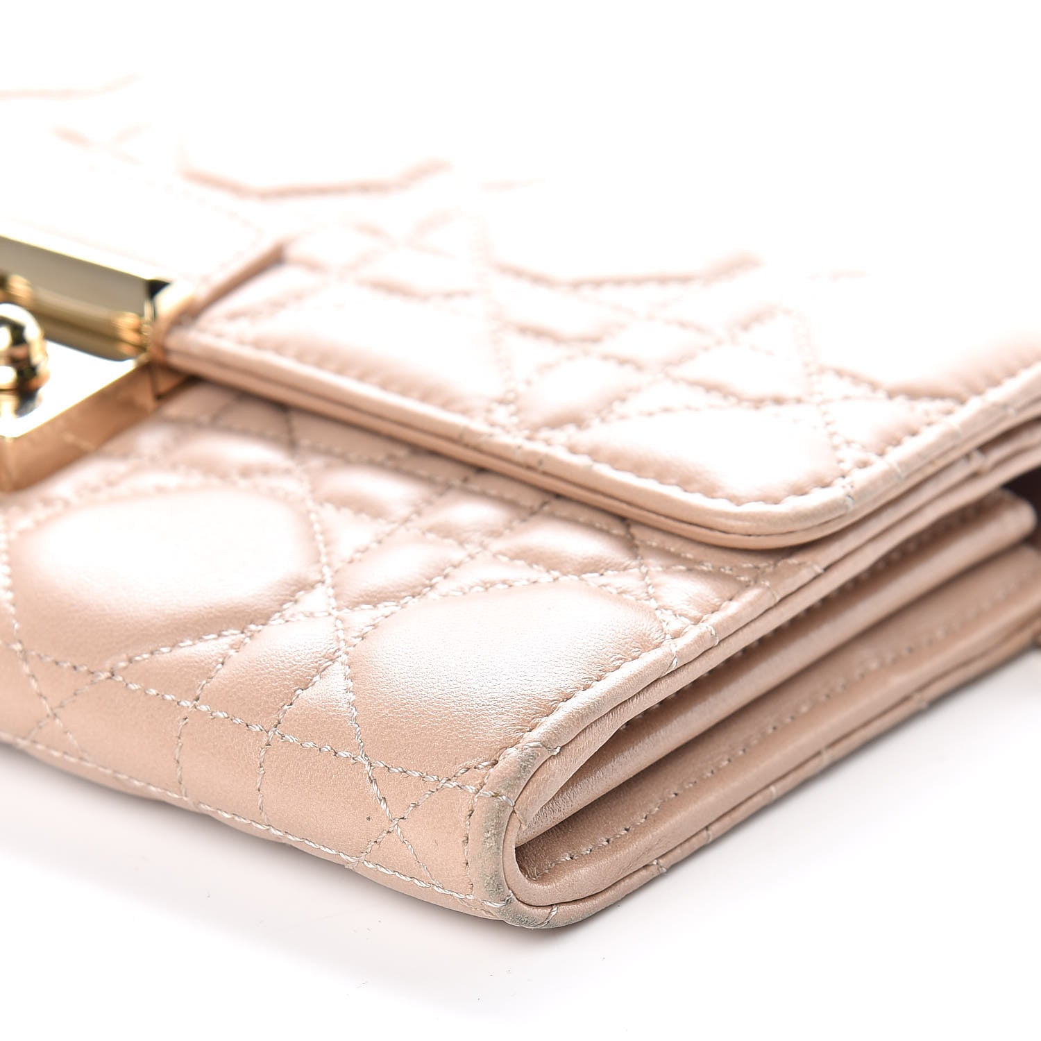 Christian Dior Lambskin Cannage Rendezvous Wallet Nude 6 of 9