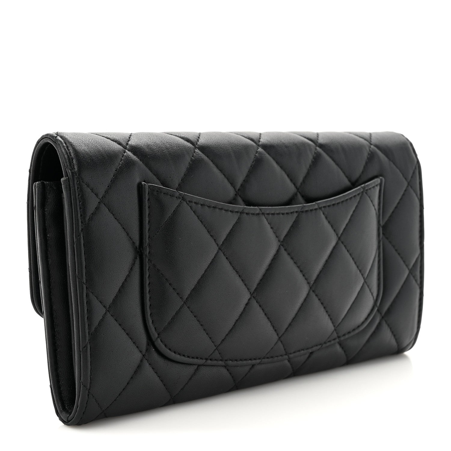 Chanel Lambskin Quilted Large Flap Wallet Black 3 of 11